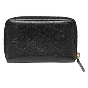 Gucci Leather Purse Card Holder Coin Case shima GG Black Business